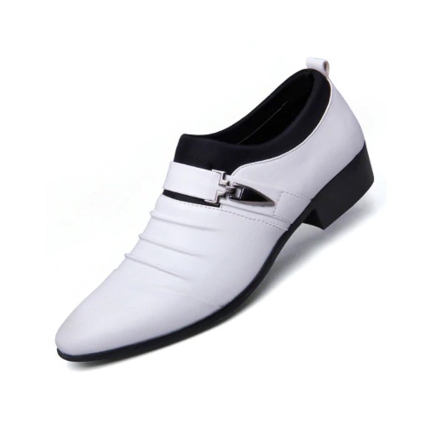 Zapatos bajos modernos de hombre con hebilla J2139 blanco 39 1