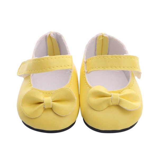Zapatos con lazo para muñeca amarillo