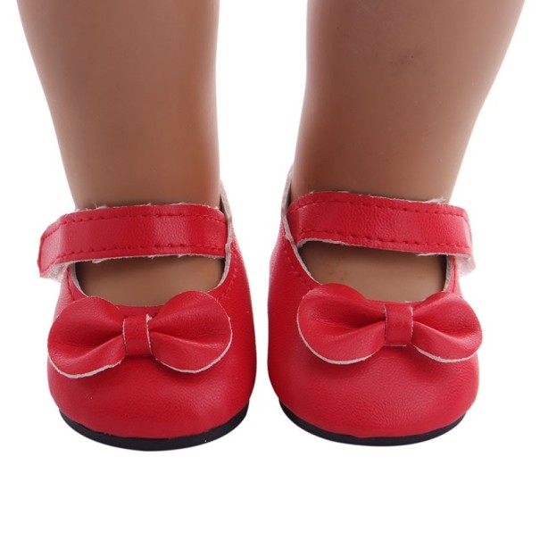 Zapatos con lazo para muñeca rojo