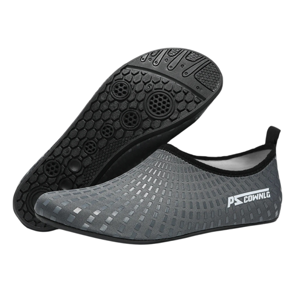Zapatos de agua Suela de goma Antideslizantes Malla transpirable Lona Unisex Sólidos con inscripción Playeros Aquashoes gris 37