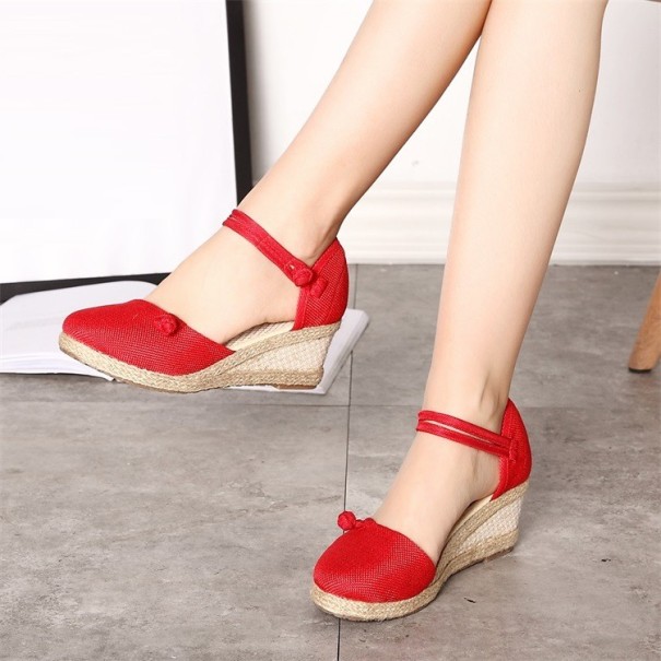 Zapatos de cuña para mujer rojo 36