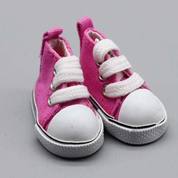 Zapatos de lona para muñeca rosa oscuro