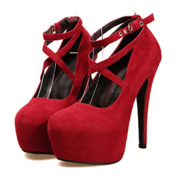 Zapatos de plataforma para mujer rojo 38