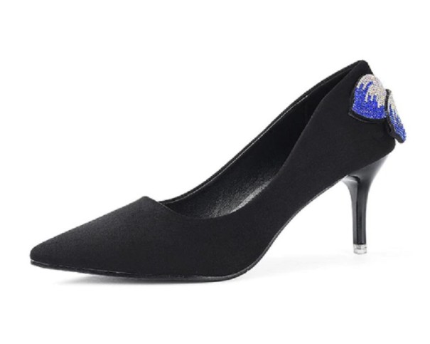 Zapatos de salón de ante para mujer con lazo J1761 negro 37