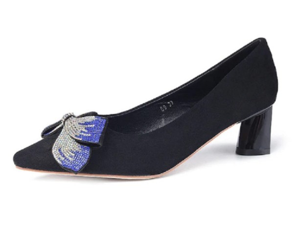 Zapatos de salón de ante para mujer con lazo Rosie J1762 negro 36