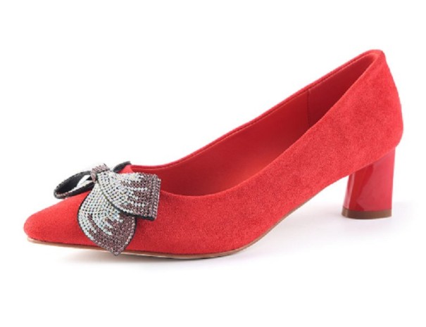 Zapatos de salón de ante para mujer con lazo Rosie J1762 rojo 39