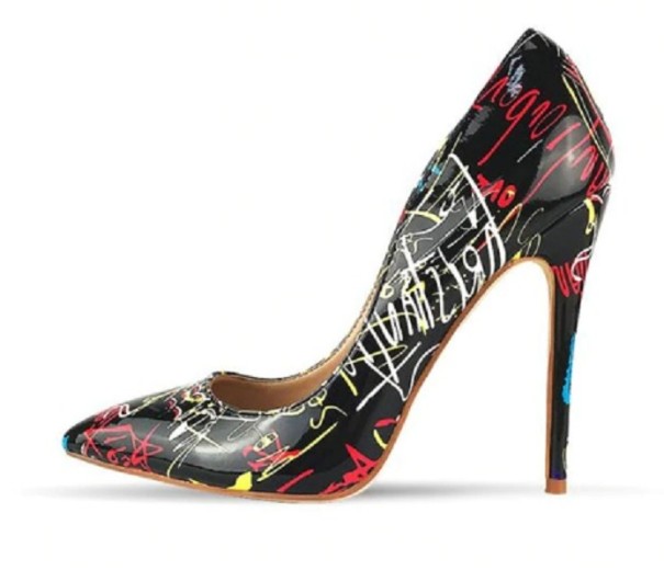 Zapatos de salón de mujer con estampado J2387 negro 39