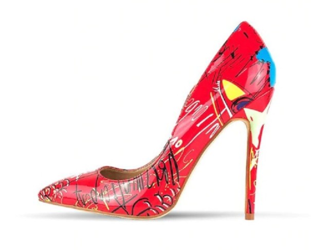 Zapatos de salón de mujer con estampado J2387 rojo 42