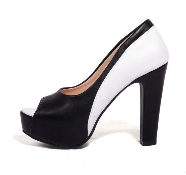 Zapatos de salón de mujer con punta abierta J1127 negro 35