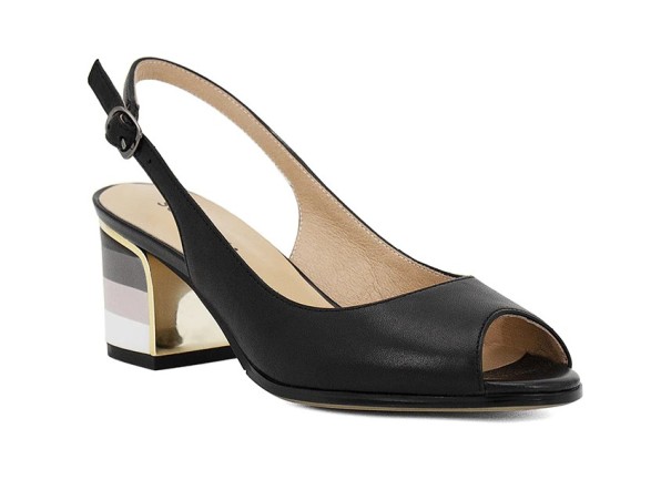 Zapatos de salón de mujer con tacón de rayas negro 36