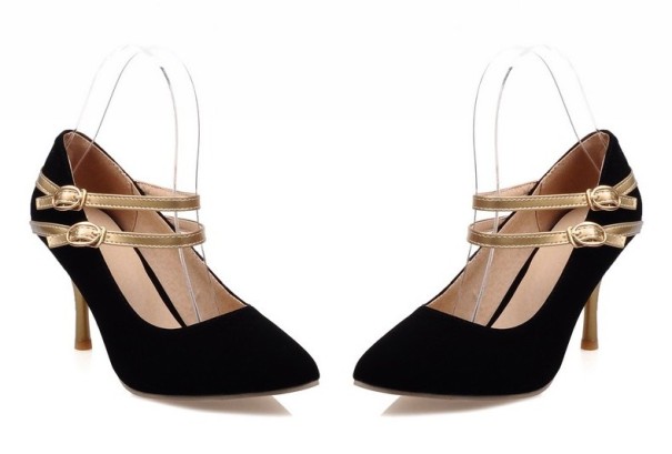 Zapatos de salón de mujer modernos con hebillas J2005 negro 47