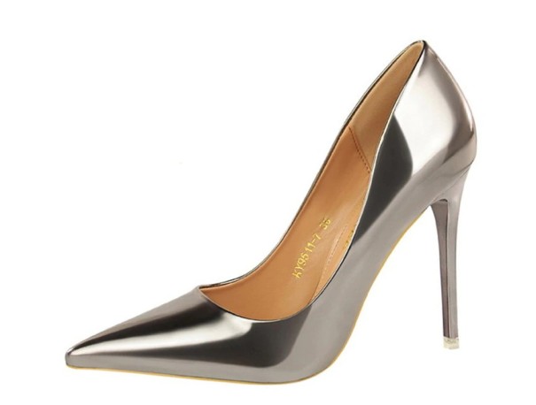 Zapatos de salón elegantes para mujer plateado oscuro 39
