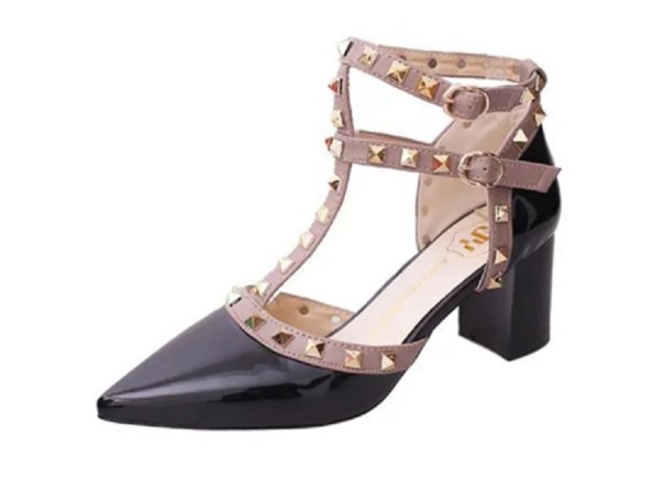 Zapatos de salón para mujer con tacón de bloque negro 35