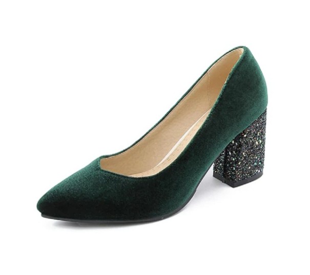 Zapatos de salón para mujer con tacón de purpurina J1744 verde 37