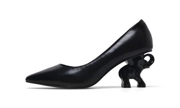 Zapatos de salón para mujer con tacón en forma de elefante J1128 negro 36,5