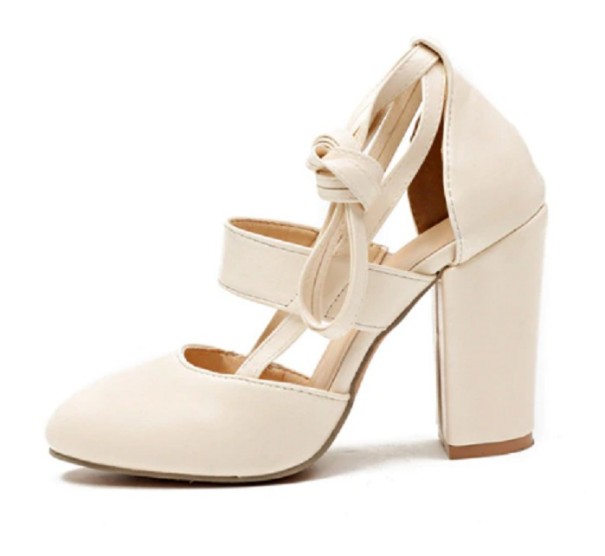 Zapatos de salón para mujer de piel sintética crema 39