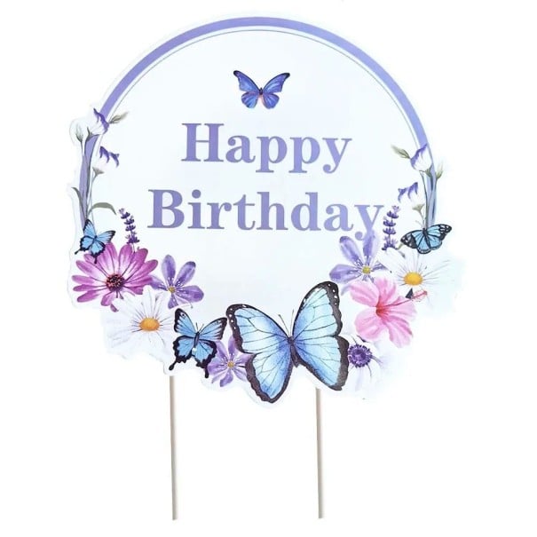 Zapichovátko para bolo Happy Birthday 15 cm Motivo de Borboleta Decoração de bolo para aniversários Zápich para bolo Decoração de festa celebração 1