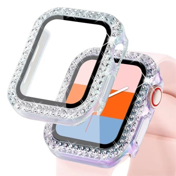 Zářivó gyémánt védőtok Apple Watch 41 mm Törött üveg kijelzővédelem Teljes keret tok Apple Watch Series 9 8 7 iWatch szín