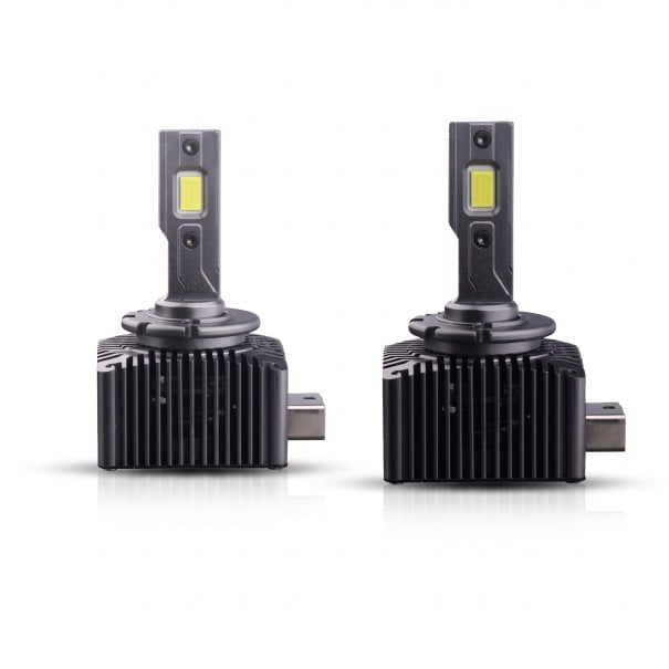Żarówki LED D8S do reflektorów zamiennik xenonu Canbus 30000 lm 6000K 12–24 V aluminium z wentylatorem czarne do samochodów z HID xenonami 2 szt. 1