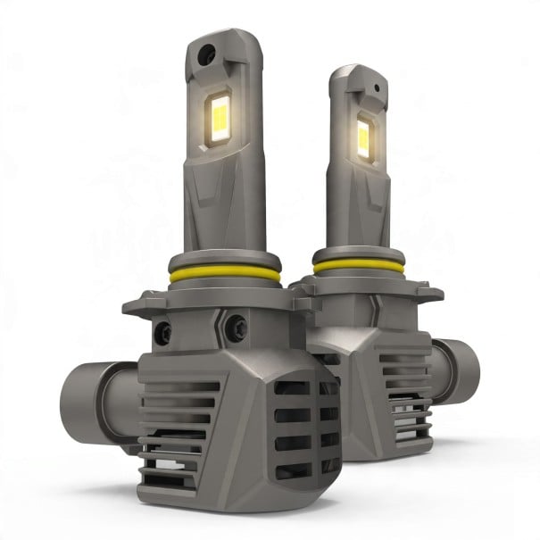 Żarówki LED do reflektorów 9012 HIR2 ultrajasne CANbus 22000 lm 120 W zestaw 2 szt., chipy CSP i wentylator, białe światło 6500K do auta 1