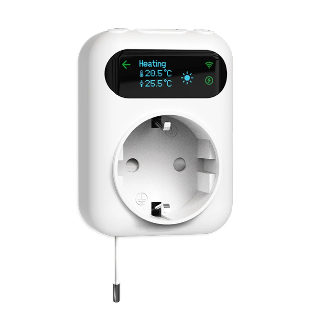 Zásuvka do chytré domácnosti s OLED displejom termostatu WiFi ovládanie Energetická úspora Automatizácia domácnosti 7,8x5,7x5,6 cm 1