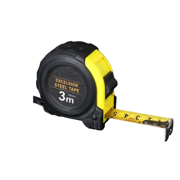 Zatahovací svinovací metr 3 m ocelová páska 16 mm dvojité značení mm/feet kompaktní pouzdro pro přesné měření v dílně i domácnosti 1