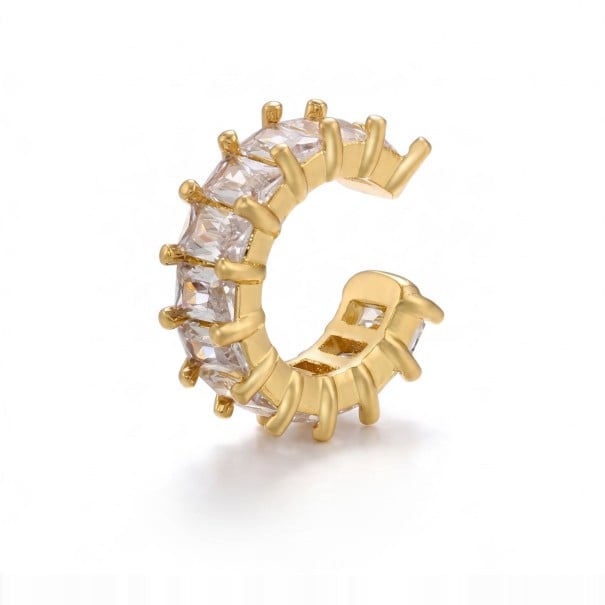 Záušnice fără perforare 1 buc Ear cuff cu zirconii 16 mm Manșetă în formă de C Cercei clip pe cartilaj strălucitori aur
