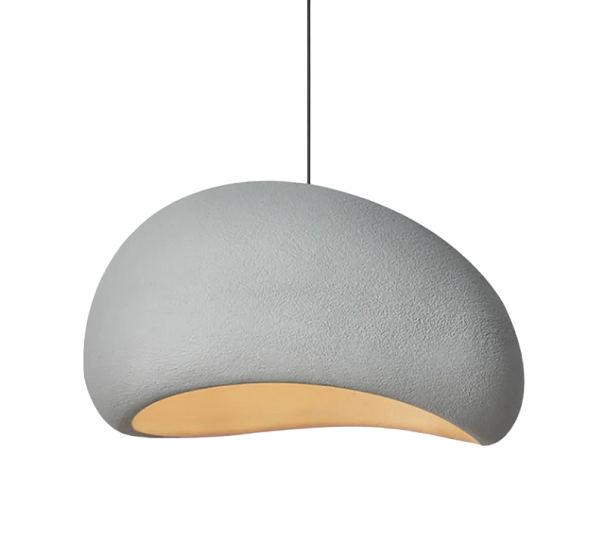 Závesná japonská lampa so žiarovkou E27 teplá biela Moderný minimalistický luster z polystyrénu 90-260 V Zaoblené stropné svietidlo 150 x 30 cm sivá