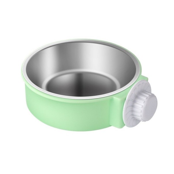 Závesná nerezová miska do klietky zelená 13 cm