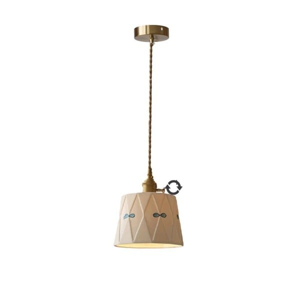 Závesné svietidlo krémové keramické tienidlo retro priemer 16 x výška 17 cm základňa 10 cm kábel 150 cm objímka E27 max 40 W nad jedálenský stôl 1
