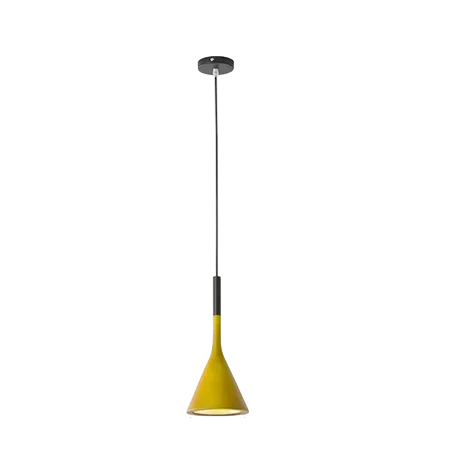 Závesné svietidlo moderné kuželové tienidlo teplé svetlo výška 36 cm priemer 15 cm kábel 150 cm kov LED žiarovka E27 žltá
