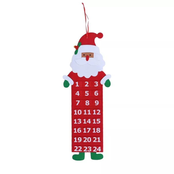 Závesný adventný kalendár 79 x 21 cm červená