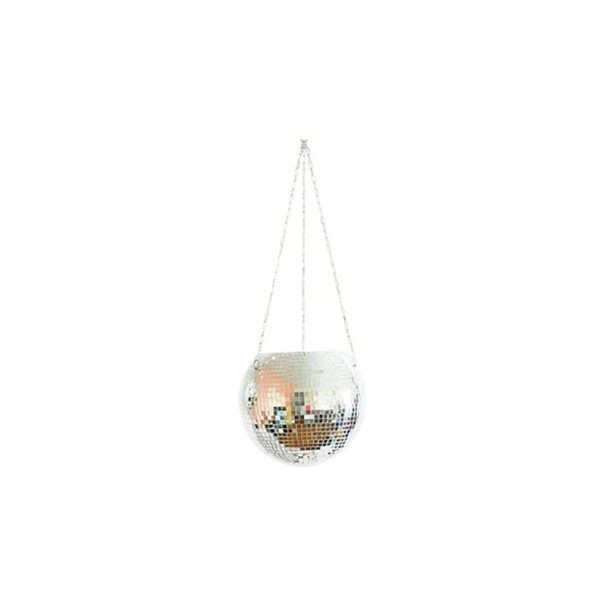 Závesný kvetináč disco guľa strieborná S