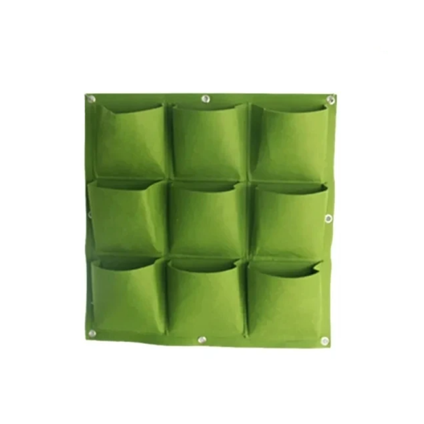 Závesný kvetináč na stenu 50 x 50 cm Látkový organizér na pestovanie rastlín 9 vreciek 15x15 cm Vertikálna záhrada Interiérová výsadba zelená