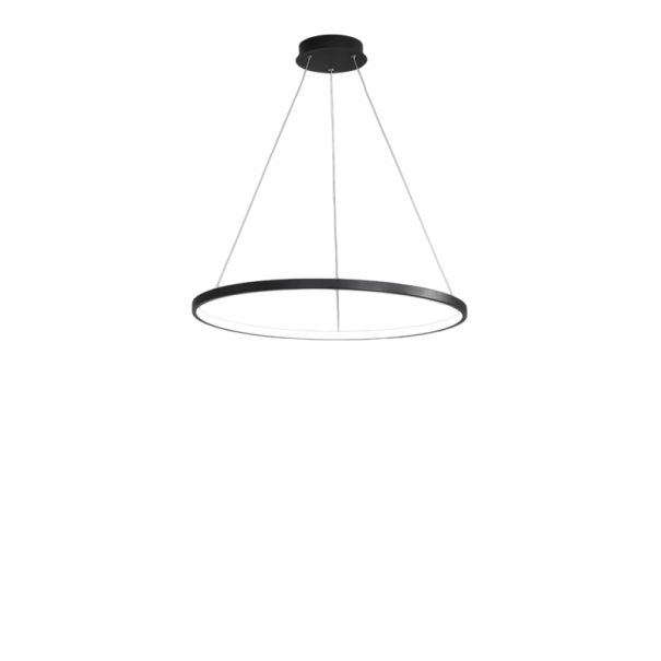 Závesný LED kruhový luster moderný priemer 40 cm príkon 26 W teplé biele svetlo max výška 120 cm kov pokrytie 8-12 m² nad jedálenský stôl čierna