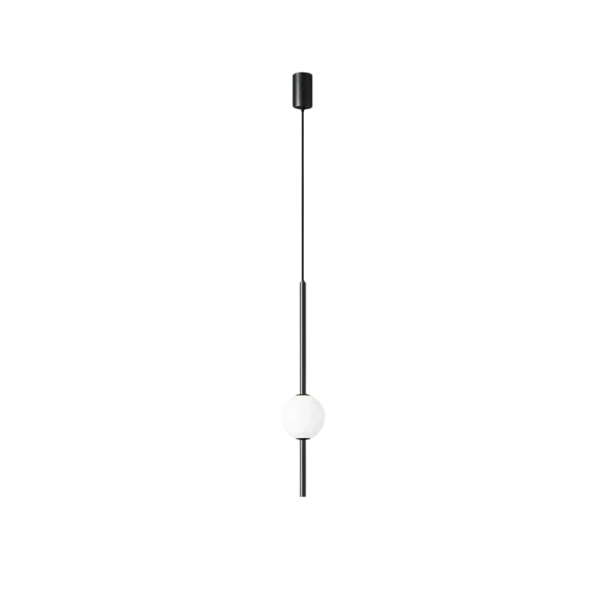 Závesný LED luster s rúrkou a guličkovou žiarovkou Minimalistické svietidlo Nastaviteľná dĺžka 200 cm Studené biele svetlo 6000K 90-260V čierna