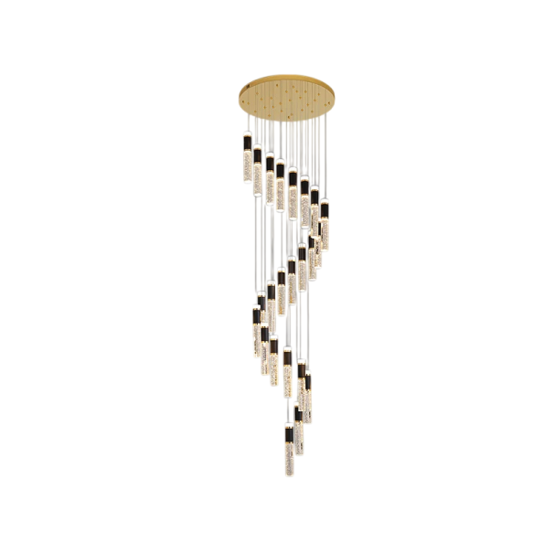 Závěsný LED lustr s 23 bublinkovými skleněnými svícemi 30 x 4 cm, základna 50 x 220 cm délka lustru 1