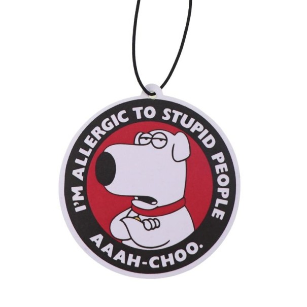 Závěsný osvěžovač vzduchu do auta Brian Family Guy nápis voňavý přívěsek bílý s barevným potiskem dekorace interiéru 1