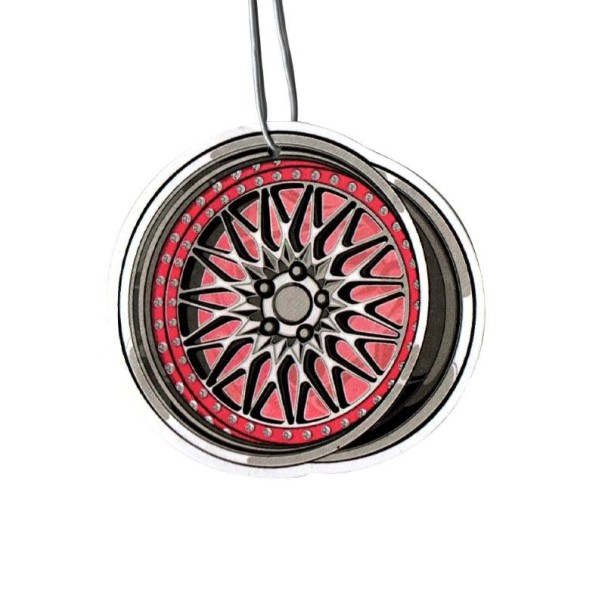 Závěsný osvěžovač vzduchu do auta design kola přívěsek červeno stříbrný dekorativní doplněk interiéru vozidla 1