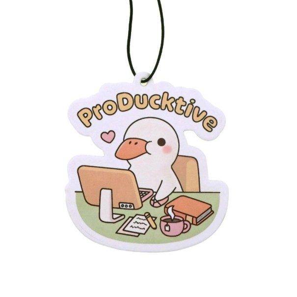 Závěsný osvěžovač vzduchu do auta s motivem kachny ProDucktive 7 × 6,8 cm voňavý přívěsek bílý s barevným potiskem do interiéru 1