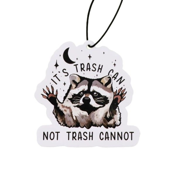 Závesný osviežovač vzduchu do auta mýval nápis it’s trash can not trash cannot voňavý prívesok 6,9 × 7 cm farebný dekorácia 1