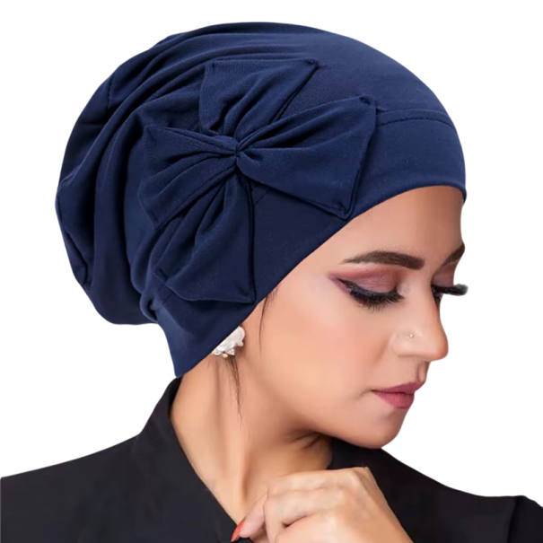 Zavinovací muslimský vnitřní hidžáb obvod hlavy 58 cm Turbanový šátek na hlavu Celoroční jednoduchý hidžáb pro ženy a dívky námořnická modrá