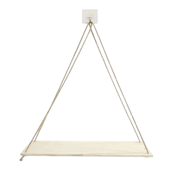 Zawieszona półka ścienna 35 x 14 x 2 cm Drewniana półka z bawełnianym sznurkiem Dekoracyjna półka do salonu sypialni biały