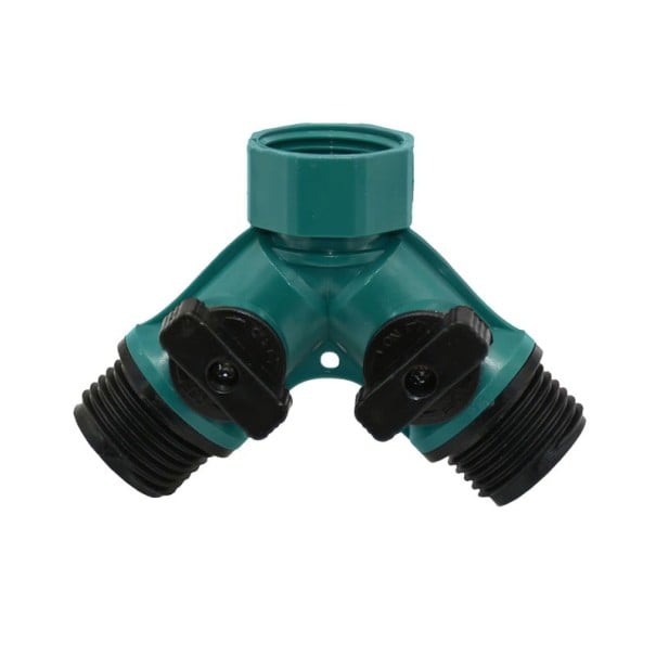Zawór dwudrożny w kształcie Y z gwintem 3/4 cala Rozdzielacz z plastiku ABS z dwoma niezależnymi dźwigniami zamykającymi Wielkość 7,2 cm 1
