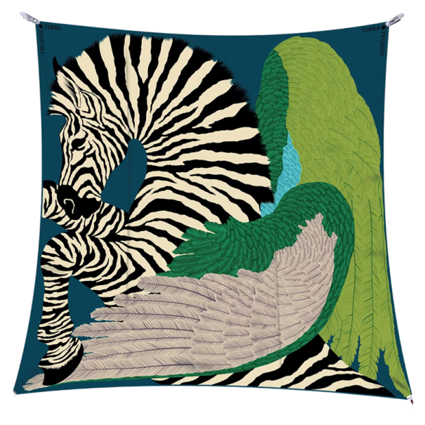 Zebra mítica em história de seda Quadrado multifuncional lenço para a cabeça, pescoço e corpo Declaração de moda feminina verde