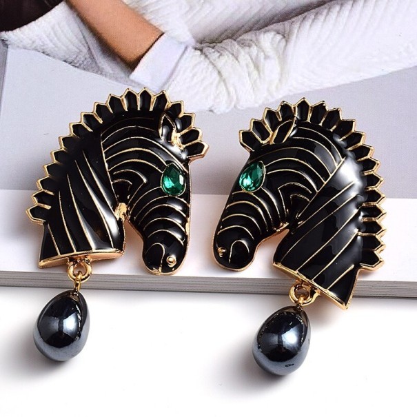 Zebra oorbellen voor dames zwart