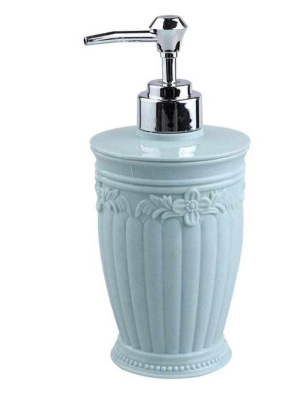 Zeepdispenser met ornament lichtblauw 1