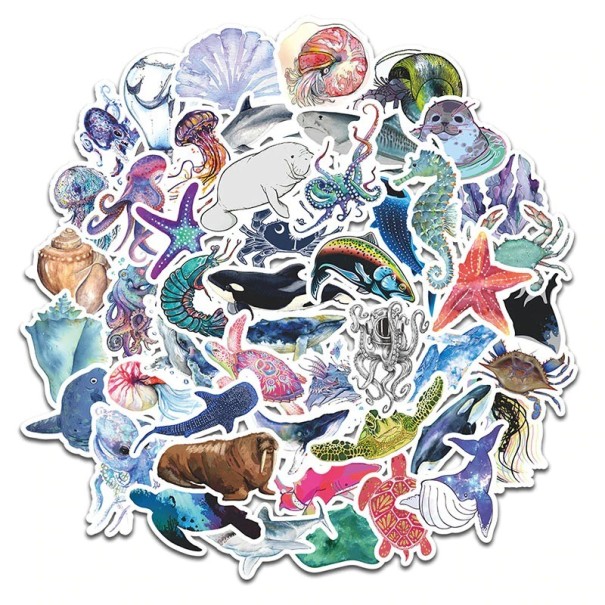 Zeewereld stickers 10/50 stuks 2