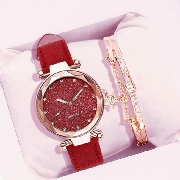 Zegarek damski z bransoletą R135 czerwony