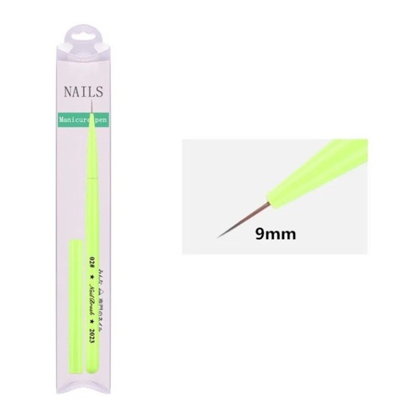 Zelený kosmetický štěteček NailBrush 2023 9 mm pro nehtové umění, jemné malování vzorů na nehty, profesionální a domácí použití 1